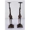 Image 2 : Pair of Brass Crane on Turtle Candlesticks