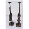 Image 3 : Pair of Brass Crane on Turtle Candlesticks