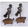 Image 6 : Pair of Brass Crane on Turtle Candlesticks