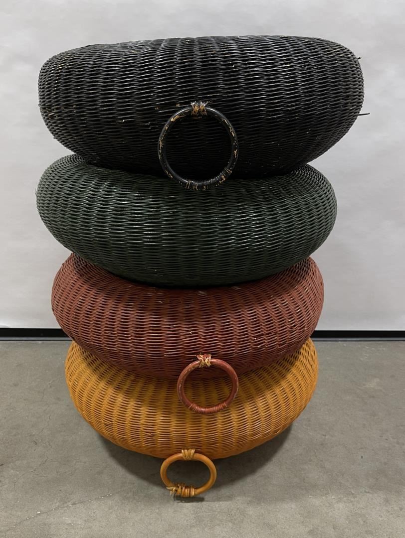 Asian Rattan Stool Mid Century Myanmar Burma Rattan Stools