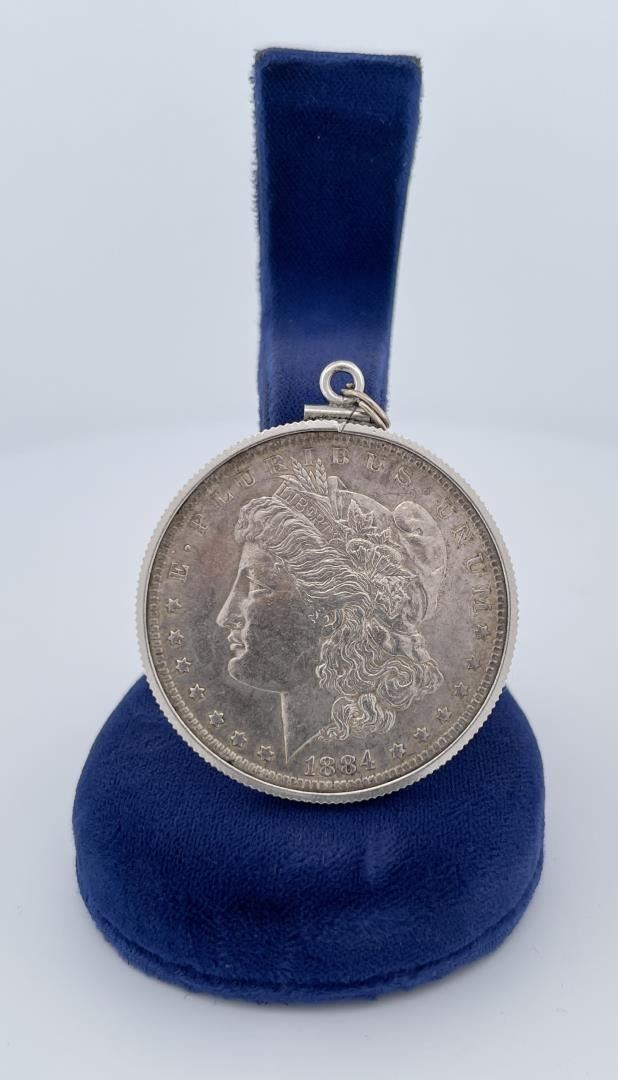 1884 Silver Dollar Necklace Pendant