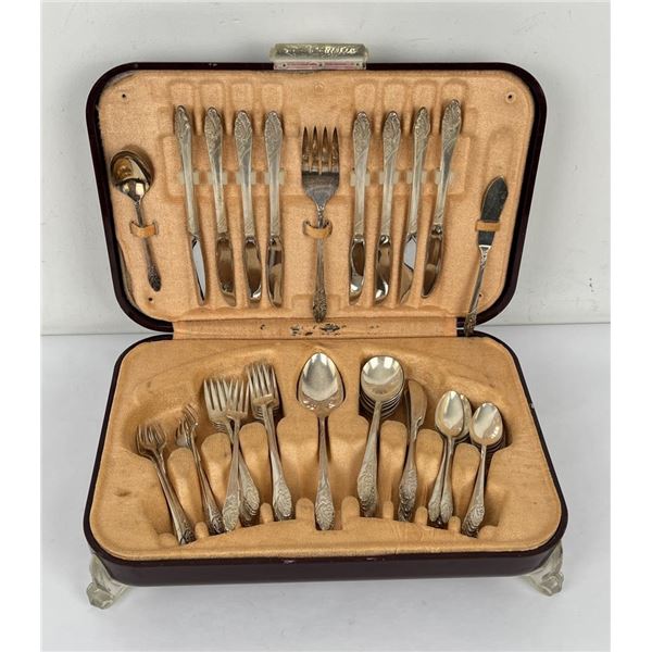 Art Deco Lucite Silverware Case and Flatware Set