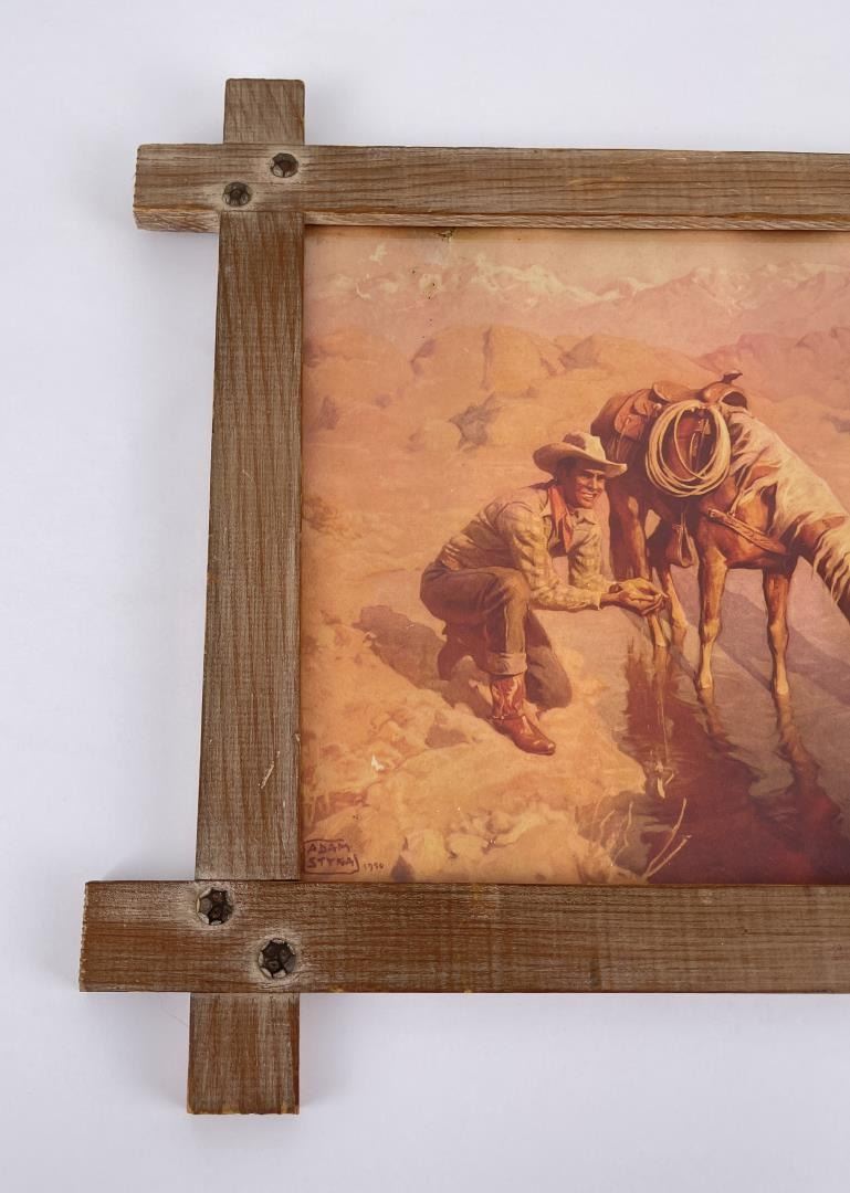 Adam Styka Cowboy Print 2 1950s Adam Styka Cowboy and Horse Print
