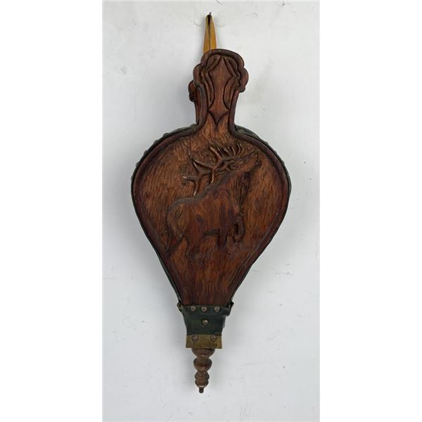 Hand Carved Elk Folk Art Fireplace Bellows