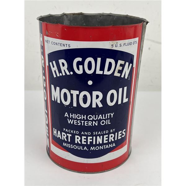 H.R. Golden Motor Oil 5qt Missoula Montana Can