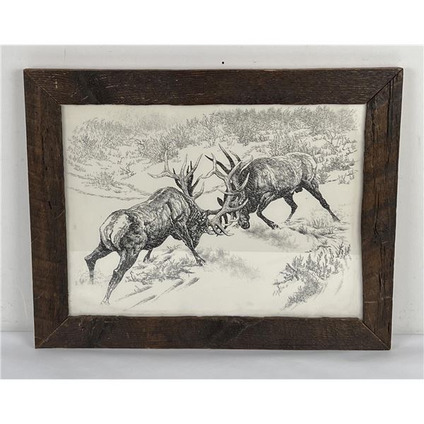 Bill Oneill Elk Fighting Print Montana