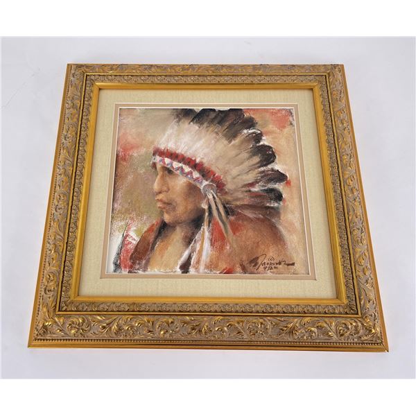 Ramon Kelley Sioux Indian Pastel Drawing