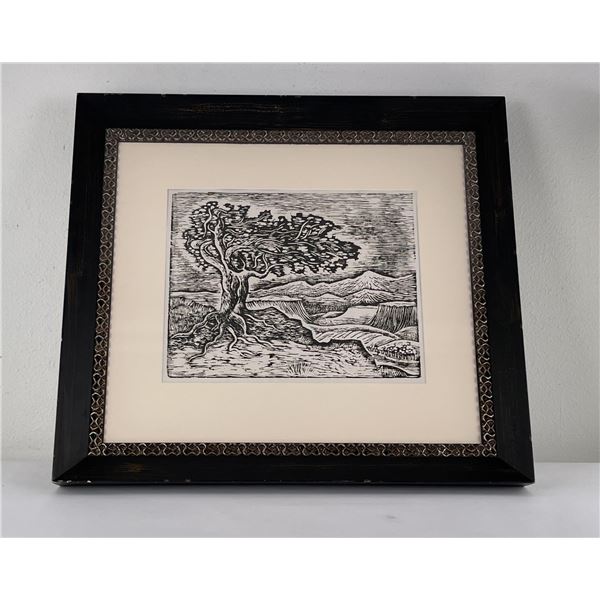 Myrtle Tree Linocut Woodblock Print