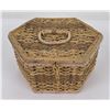 Mid Century Rattan Sewing Basket