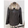 Calfskin Leather Jacket Lynx Fur Trim