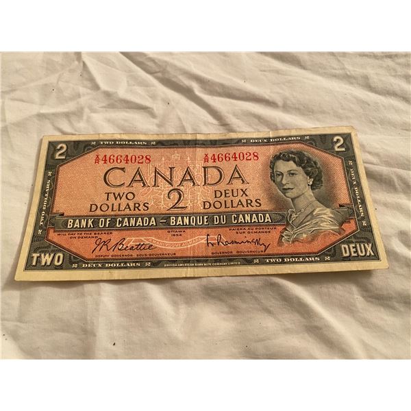 1954 Canadian $2 bill