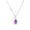 Image 1 : Plated Rhodium 1.03ctw Amethyst and Diamond Pendant with Chain