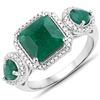 Image 1 : Rhodium Plated 2.74ctw Dyed Emerald Ring