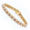 Image 1 : Plated 18KT Yellow Gold 2.05ctw Amethyst and Diamond Bracelet