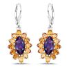 Image 1 : Plated Rhodium 6.54ctw Amethyst and Citrine Earrings