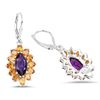 Image 2 : Plated Rhodium 6.54ctw Amethyst and Citrine Earrings