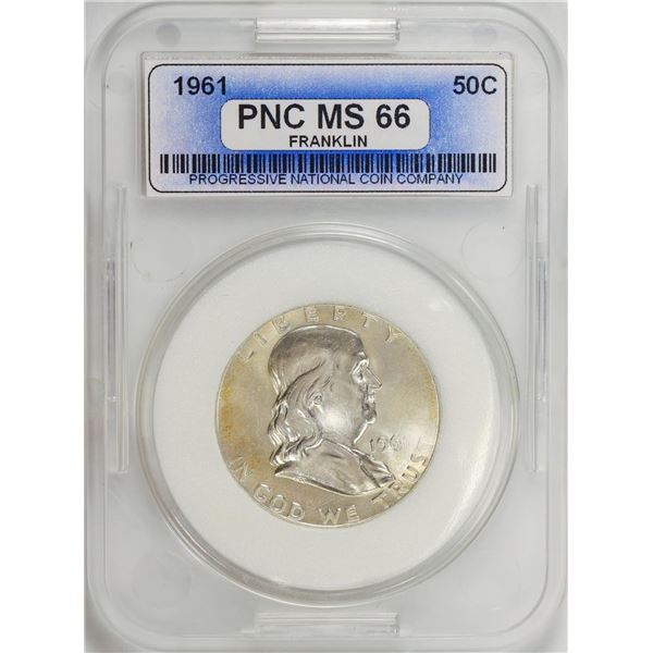 1961 Franklin Half Dollar Coin PNC MS66