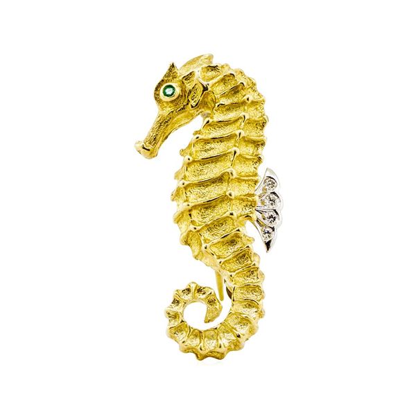 Tiffany and Co. Seahorse Motif Pin - 18KT Yellow and White Gold