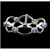 Image 1 : 4.60 ctw Tanzanite and Diamond Bracelet - 14KT White Gold