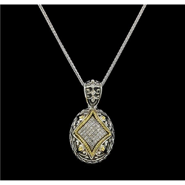 0.25 ctw Diamond Pendant and Chain - Silver/18KT Yellow Gold