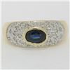 Image 1 : 14k Yellow Gold 0.85 ctw Oval Sapphire and Round Diamond Band Ring