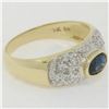 Image 3 : 14k Yellow Gold 0.85 ctw Oval Sapphire and Round Diamond Band Ring