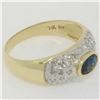 Image 4 : 14k Yellow Gold 0.85 ctw Oval Sapphire and Round Diamond Band Ring