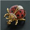Image 3 : Vintage 18k Yellow Gold Ruby Diamond Pearl and Enamel Ladybug Pin Brooch