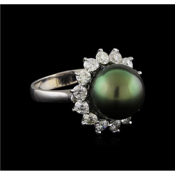 Tahitian Pearl and Diamond Ring - 14KT White Gold