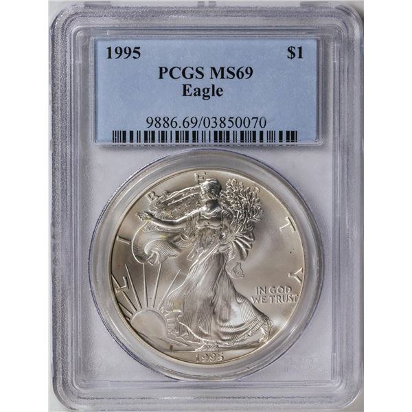 1995 American Silver Eagle .999 Fine Silver Dollar Coin PCGS MS69