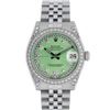 Image 2 : Rolex Womens Midsize 31mm Green String Diamond Datejust Wristwatch