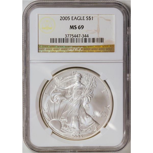 2005 American Silver Eagle .999 Fine Silver Dollar Coin NGC MS69