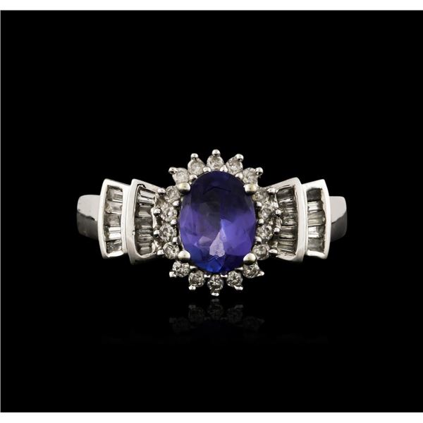 14KT White Gold 1.03 ctw Tanzanite and Diamond Ring