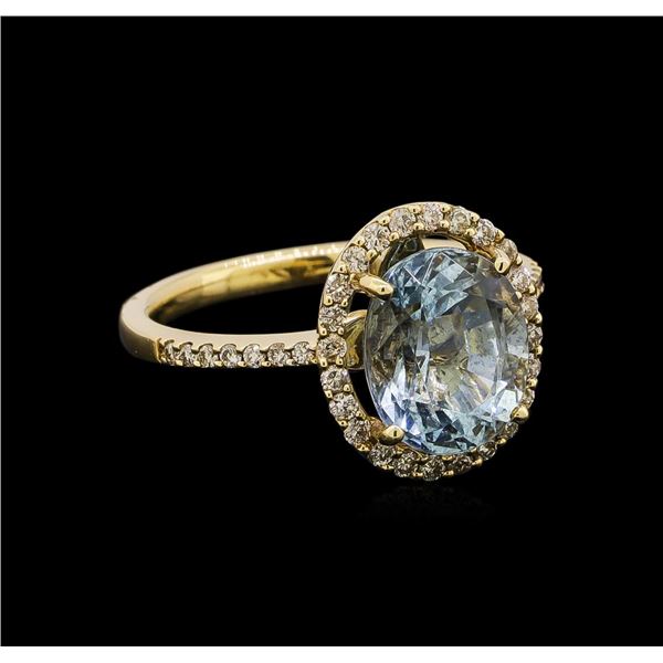 14KT Yellow Gold 2.62 ctw Aquamarine and Diamond Ring