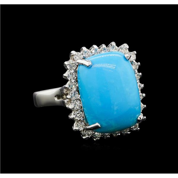 14KT White Gold 8.79 ctw Turquoise and Diamond Ring