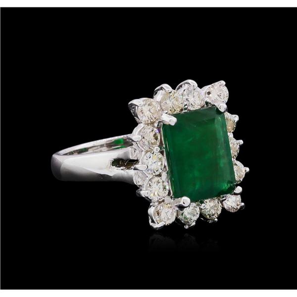 14KT White Gold 2.61 ctw Emerald and Diamond Ring