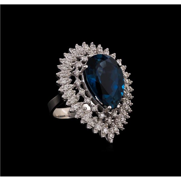 14KT White Gold 14.73 ctw Topaz and Diamond Ring