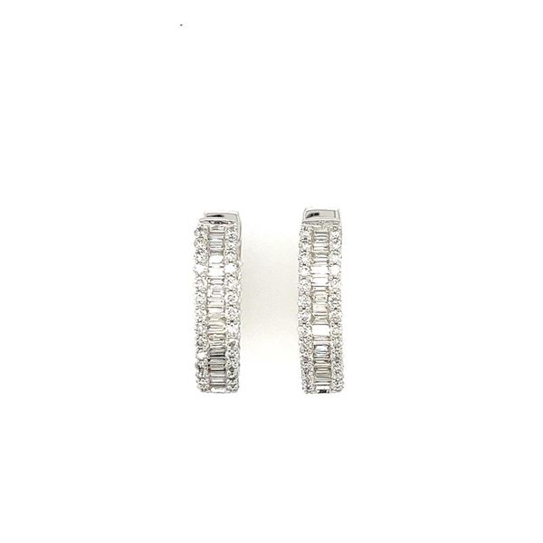 1.87 ctw Diamond Hoop Earrings - 14KT White Gold