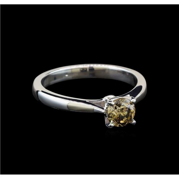 14KT White Gold 0.71 ctw Round Cut Fancy Brown Diamond Solitaire Ring