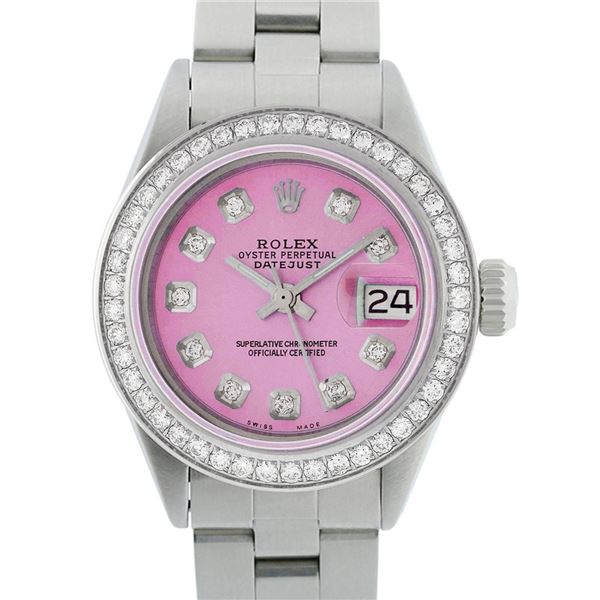 Rolex Ladies Stainless Steel Pink Diamond 26MM Datejust