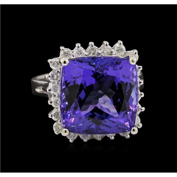 14KT White Gold 12.95 ctw GIA Certified Tanzanite and Diamond Ring