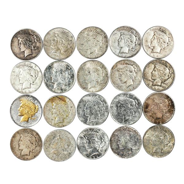 Lot of (20) $1 Peace Silver Dollar Coins Culls