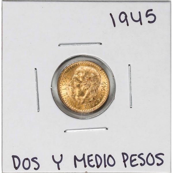 1945 Mexico Dos Y Medio Pesos Gold Coin