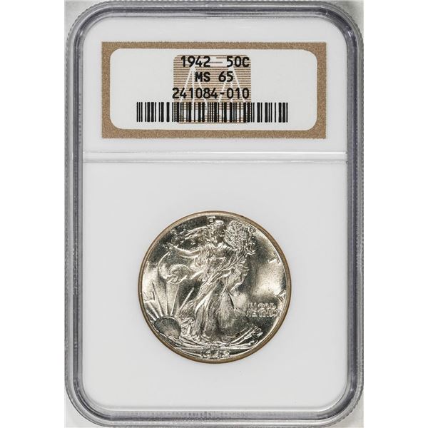1942 Walking Liberty Half Dollar Coin NGC MS65