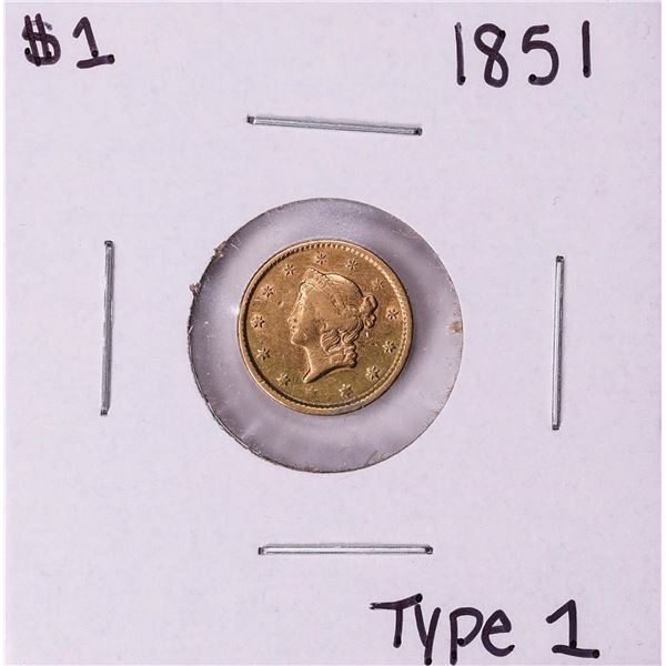 1851 Type 1 $1 Liberty Head Gold Dollar Coin
