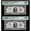 Image 1 : Lot of (2) 1953A $2 Legal Tender Notes Fr.1510 PMG About Uncirculated 55EPQ/58EPQ
