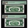 Image 2 : Lot of (2) 1953A $2 Legal Tender Notes Fr.1510 PMG About Uncirculated 55EPQ/58EPQ