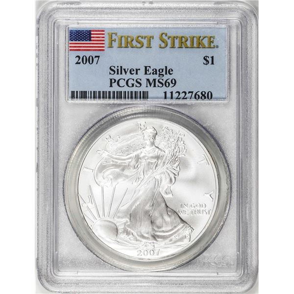 2007 $1 American Silver Eagle Coin PCGS MS69 First Strike