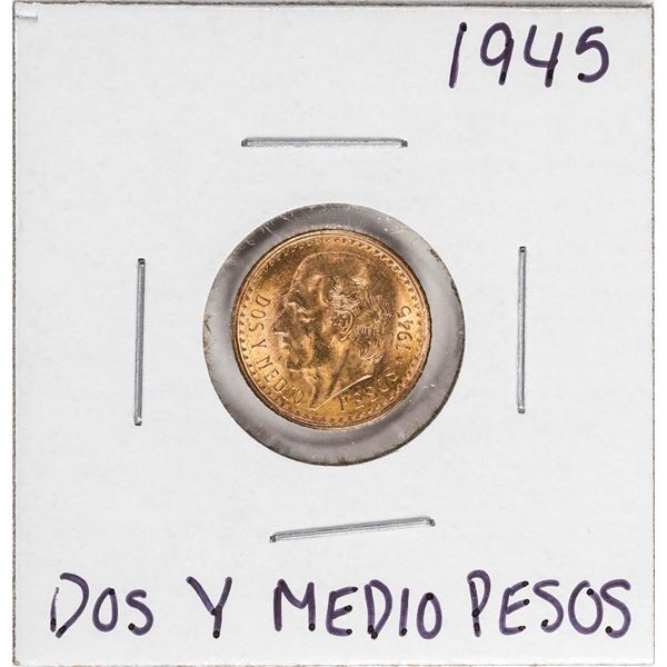 1945 Mexico Dos Y Medio Pesos Gold Coin