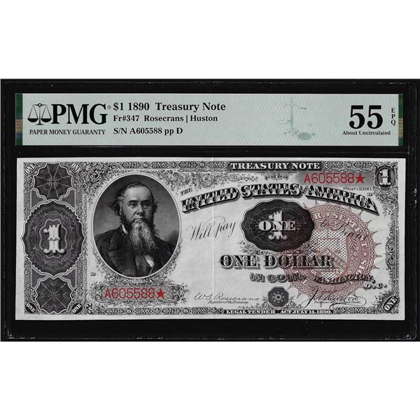 1890 $1 Treasury Note Fr.347 PMG About Uncirculated 55EPQ